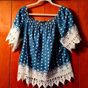 5 For $25🔥 Cute Polka Dot and Lace Shirt